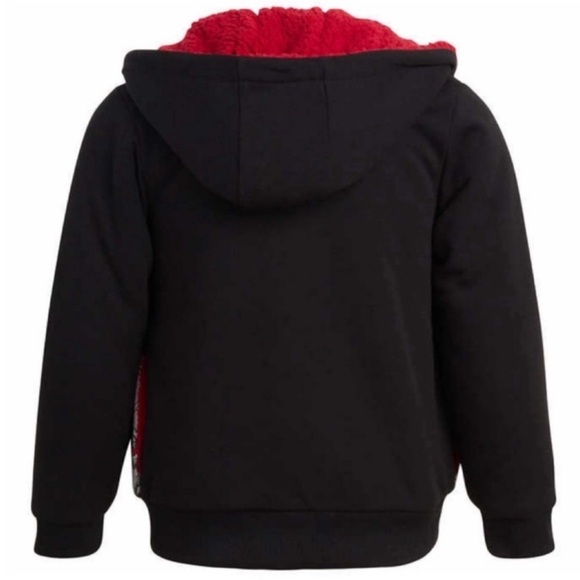 NWT Marvel Spider-Man Kids Boys Fleece Plush Hoodie BLACK RED - size 5 cozy - Picture 6 of 6